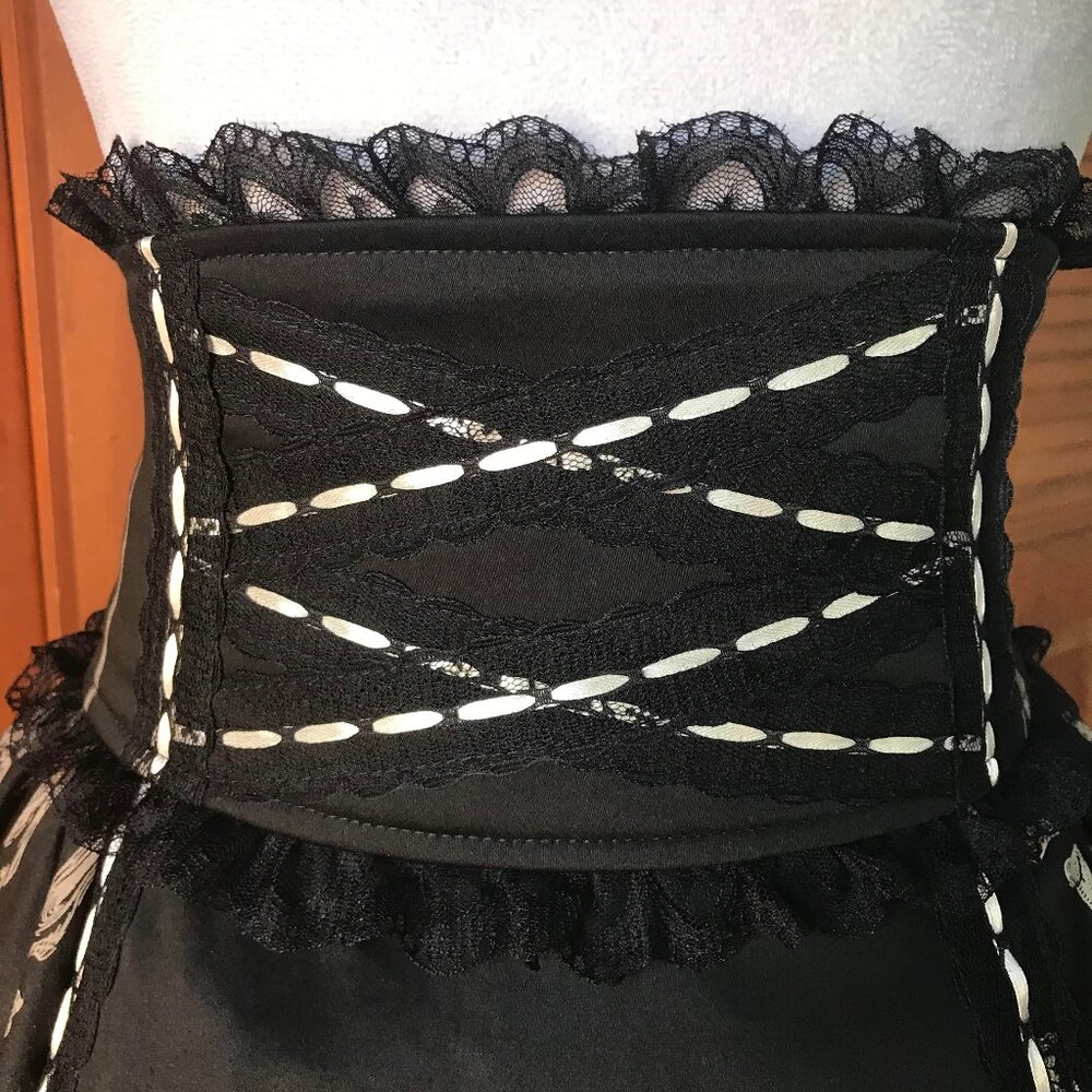 Vintage Lip Service Lolita Bones Gothic Victorian EGL Black Bustle Skirt - Picture 3 of 13